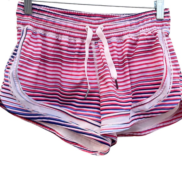 lululemon athletica Pants - Lululemon Make a Move shorts red pink blue stripe EUC SZ8
